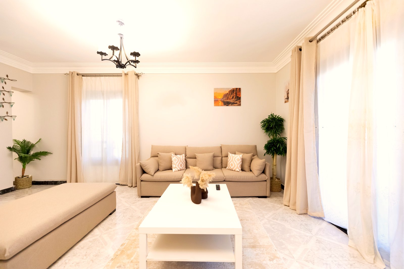 Styled living area inside a Chez Marie-managed apartment in Cairo