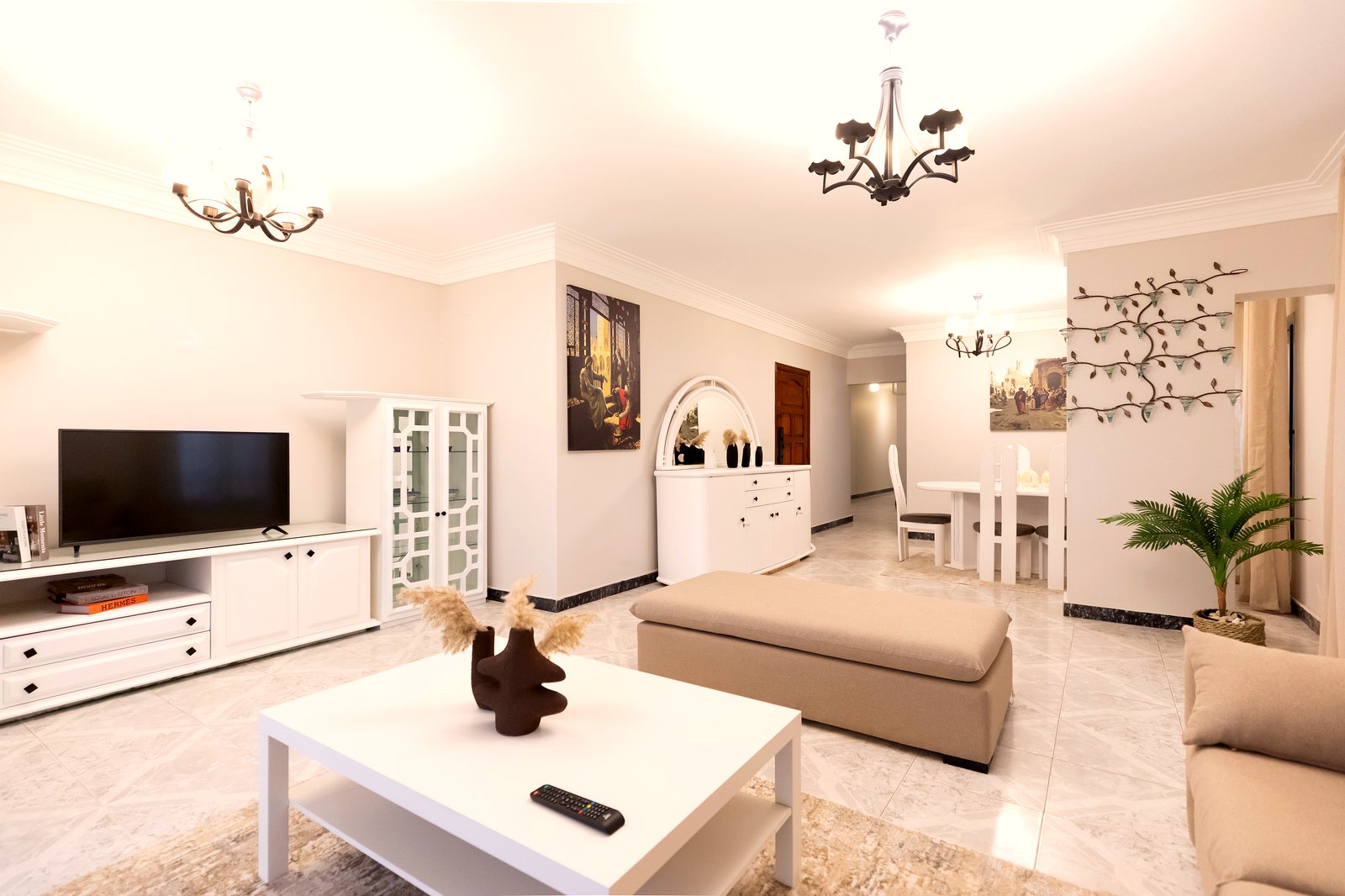 Living corner styled with pampas grass